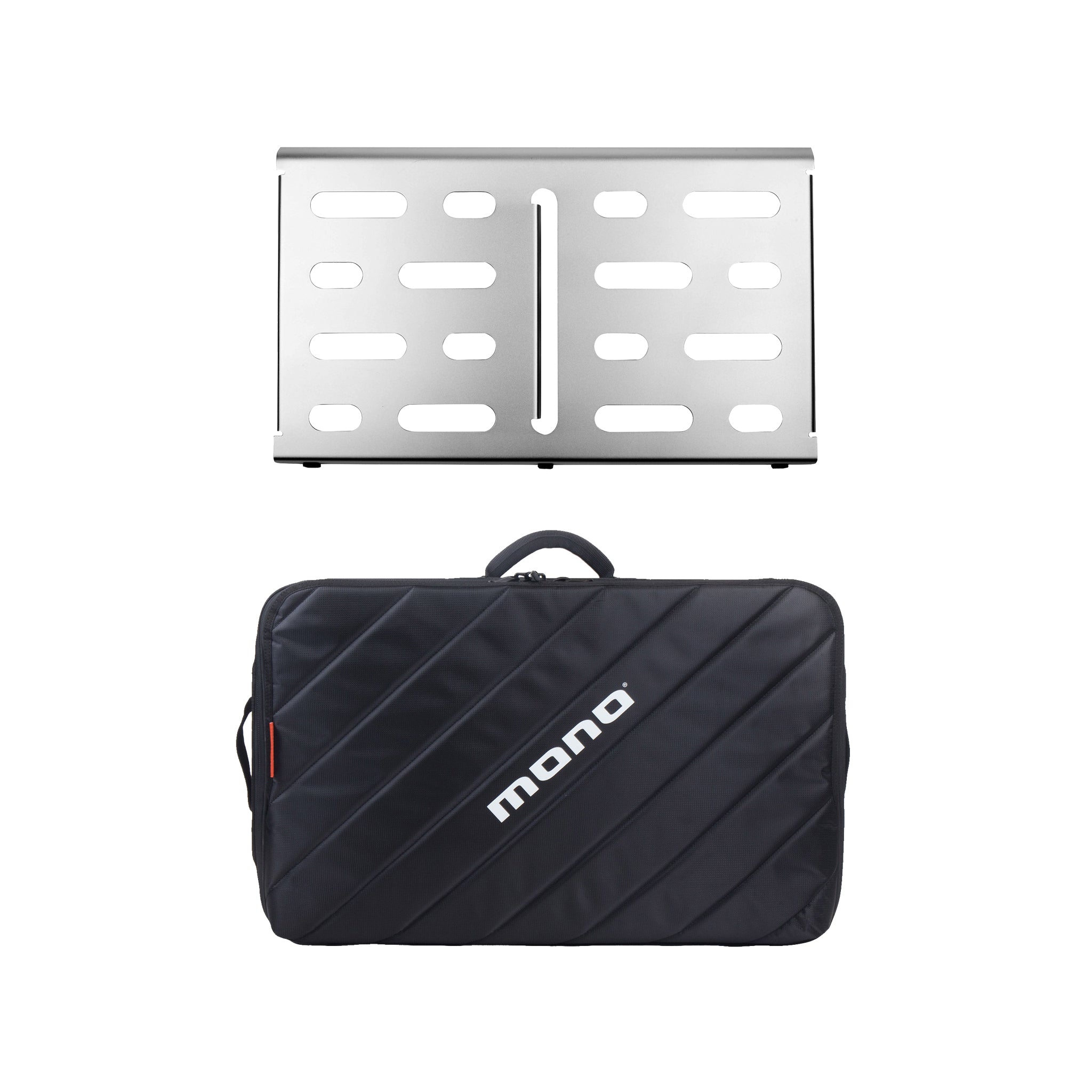 Pedalboard Medium, Silver and Tour Accessory Case 2.0, Black