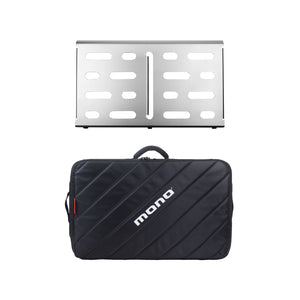 Pedalboard Medium, Silver and Tour Accessory Case 2.0, Black